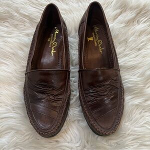 Martin Drake Brown Patchwork Texture Leather Slip On Loafers Men’s 9.5M